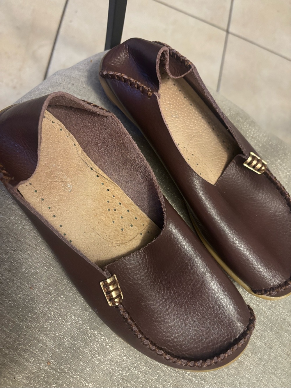 Classic WoMen's Brown Slip-On Leather Loafers
